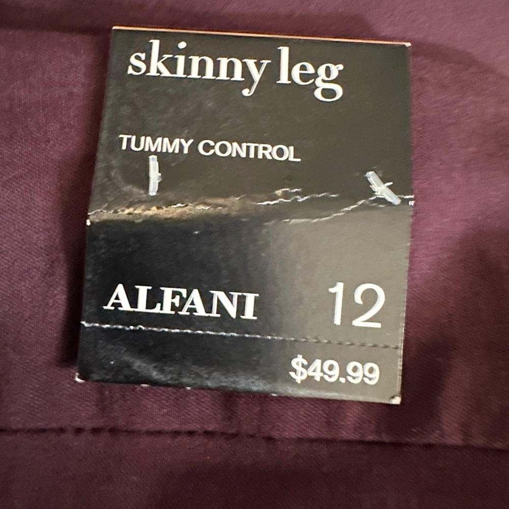 Alfani Merlot Skinny Pants Tailored Elegance - Picture 3 of 3